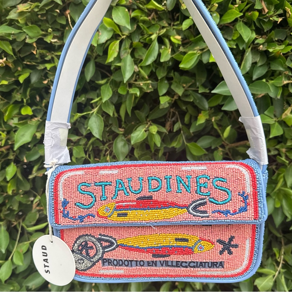 Staud TOMMY BEADED BAG STAUDINES PINK